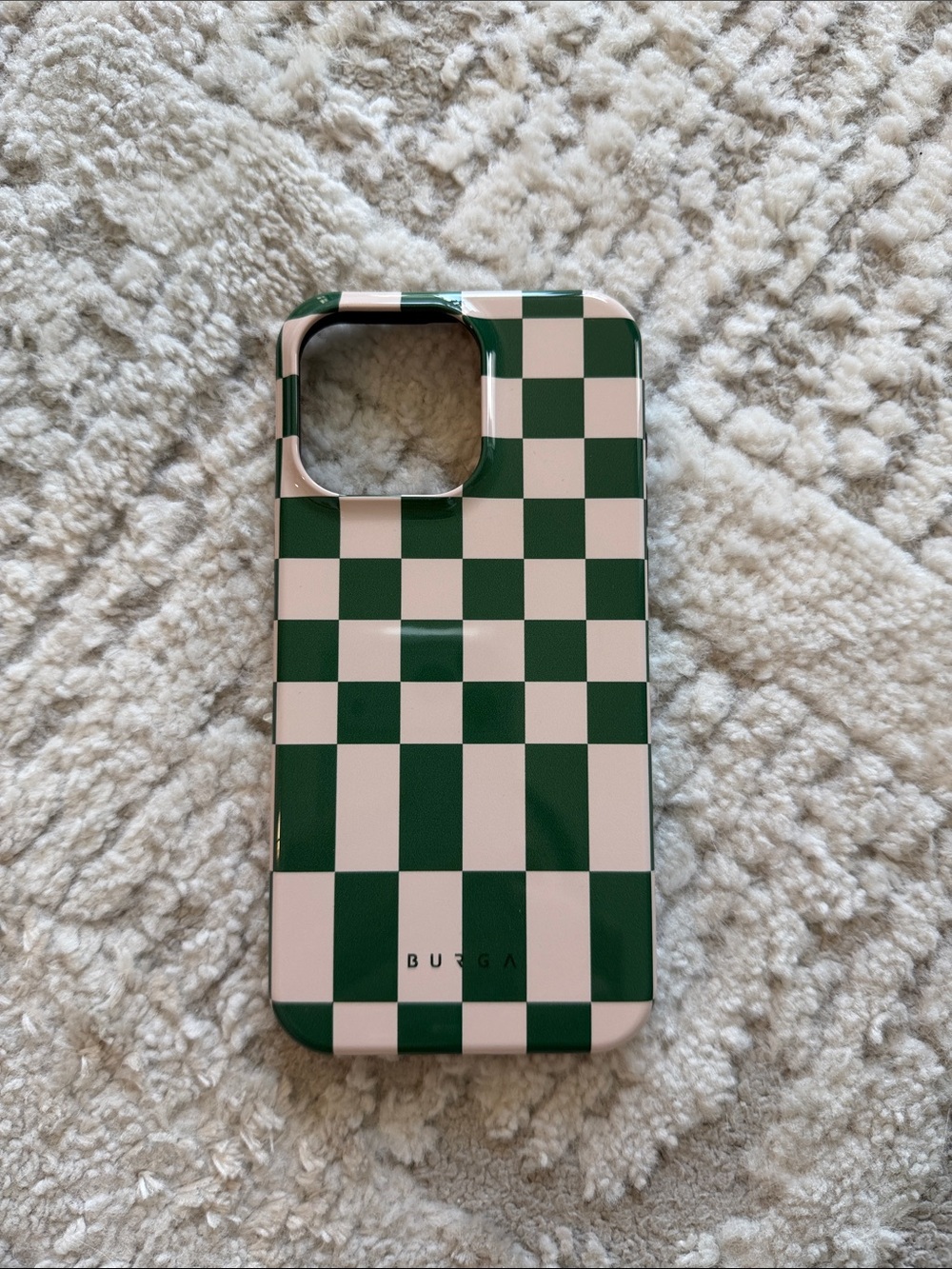 Burga Green & White Checker Phone Case for iPhone